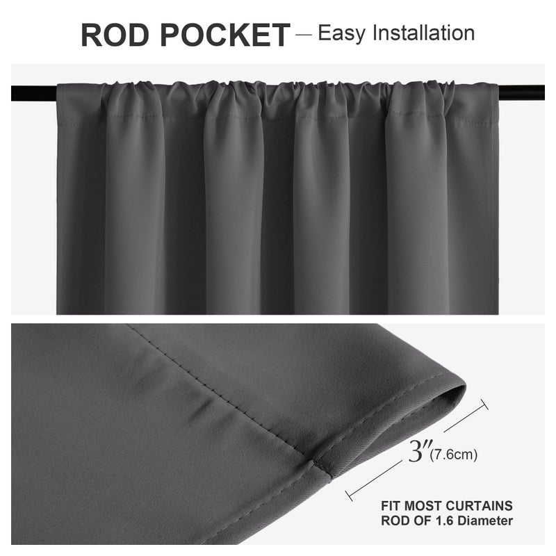 PONY DANCE Grey Black Out Curtains 84 inches Long for Bedroom, Blackout Window Curtain Rod Pocket Thermal Insulated Light Blocking Drapes Energy Saving for Living Room, W 52 x L 84 inches, 2 Panels - Image 2